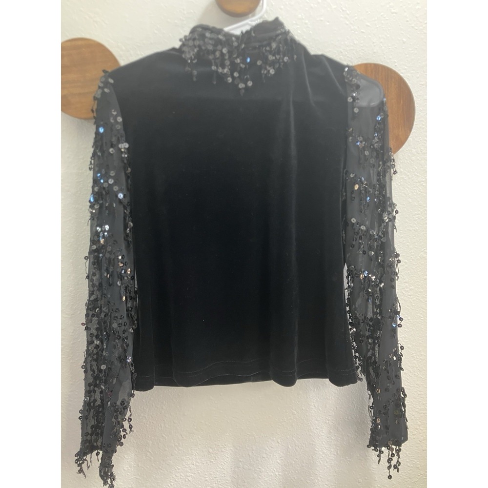 Vintage Jeffery & Jara Evening Holiday NYE Black Sequined Mock Neck Size‎ 8